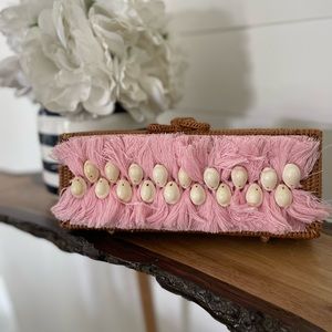 Lisi Lerch Colette Rattan Clutch Straw Handbag Purse